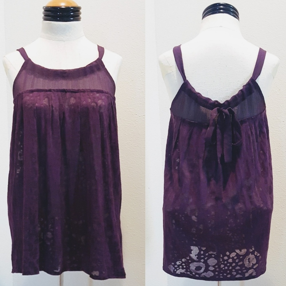 Flattering Deep Purple Burn-out Print Blouse 💕